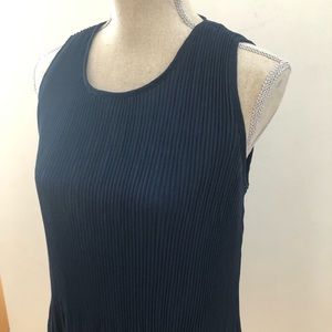 Catherine Malandrino Navy Crepe Pleated Blouse M